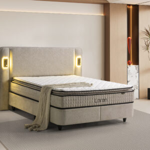 Baza bed set met Opbergruimte Loren Beige ( incl. matras )